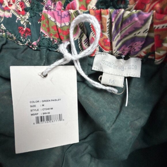 New Jennifer & Grace Elastic Waist Mini Skirt Medium Green Paisley CT2481M $69 - Picture 3 of 9